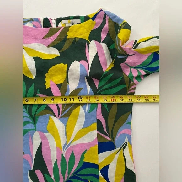 Boden Laurie Linen Mini Dress in Plum Blossom Tropical Flora Sleeves Size 6 - Picture 11 of 15